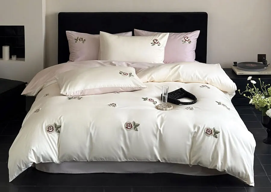 Fresh embroidery flower bedding set 1.2 1.5 1.8 2.0,twin full queen king cotton home textile bed sheet pillow case quilt cover