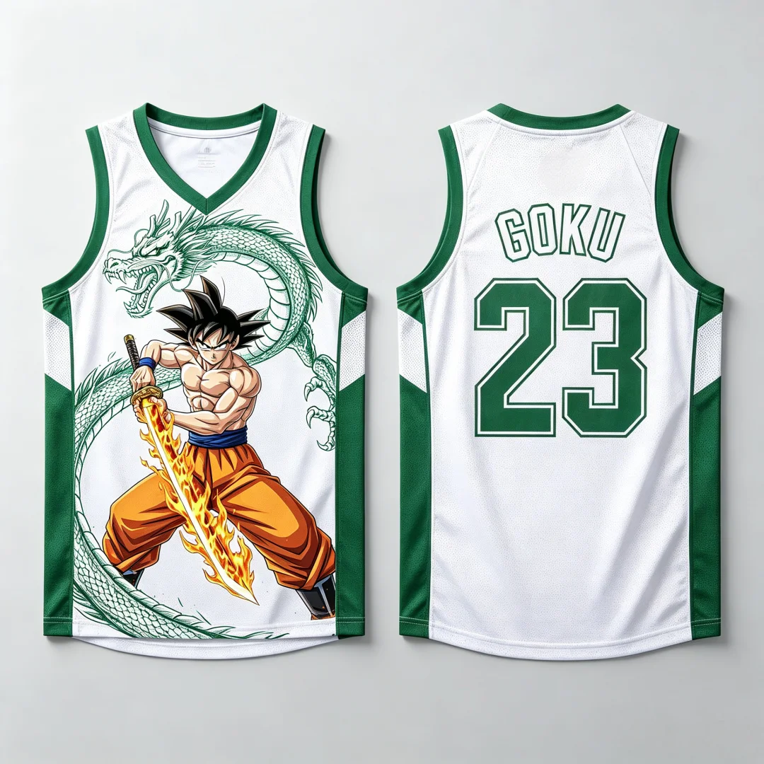 Dragon Ball Goku Samurai Shenron Basketball-Trikot für Herren, 3D-Druck, Sportweste, Anime-Streetwear-Tanktop, passende Familien-Outfits – Detail 8