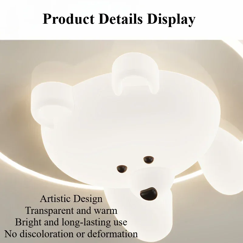 Minimalist Bear Ceiling Light Cream Ceiling Lamp LED Cute  For Bedrooms Children's Room Lighting Fixtures Study Hanging Lamp