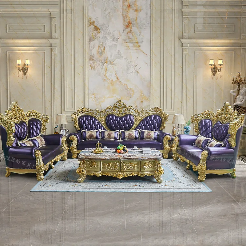 

Настраиваемый турецкий двор, роскошный французский двухсторонний резной европейский кожаный диван из массива дерева, кожаный диван Villa