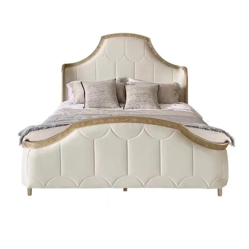 

North American rural solid wood bed high-end princess bed beech double modern simple soft bag master bedroom bed full real