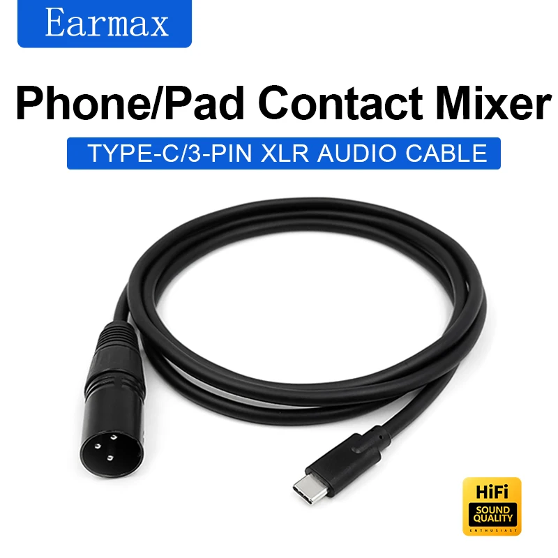 USB-C To 3-pin XLR TYPE-C Cable is For Audio Speakers Amplifiers Mixing Consoles Mobile Phones Laptops and IPads