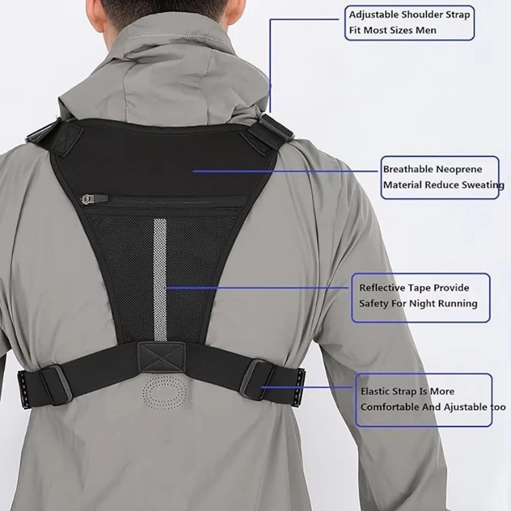 Bolsa Tática Leve para Peito, EDC, para Esportes ao Ar Livre, Colete para Corrida e Ciclismo, Suporte para Celular e Carteira para Treinos e Caminhadas