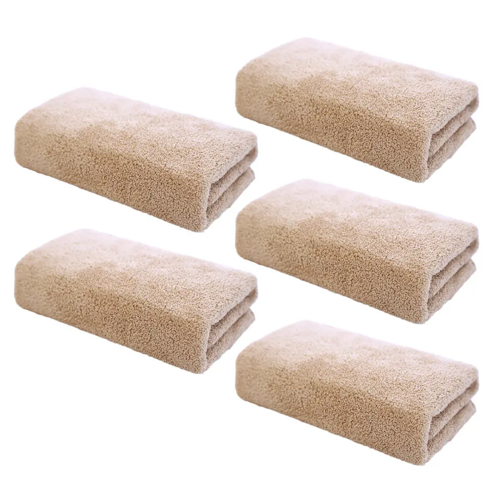 Microfiber Face Towels 5 Pack Soft Reusable Washcloths Machine Washable Khaki for Home and Travel