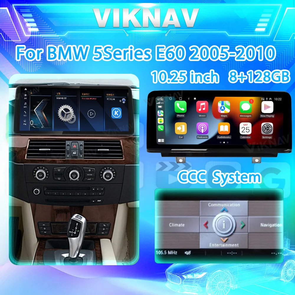 

Viknav 10.25inch Android13 Car Radio For BMW 5Series E60 2005-2010 OEM Car CCC/CIC GPS Navigation Carplay Multimedia Player Auto