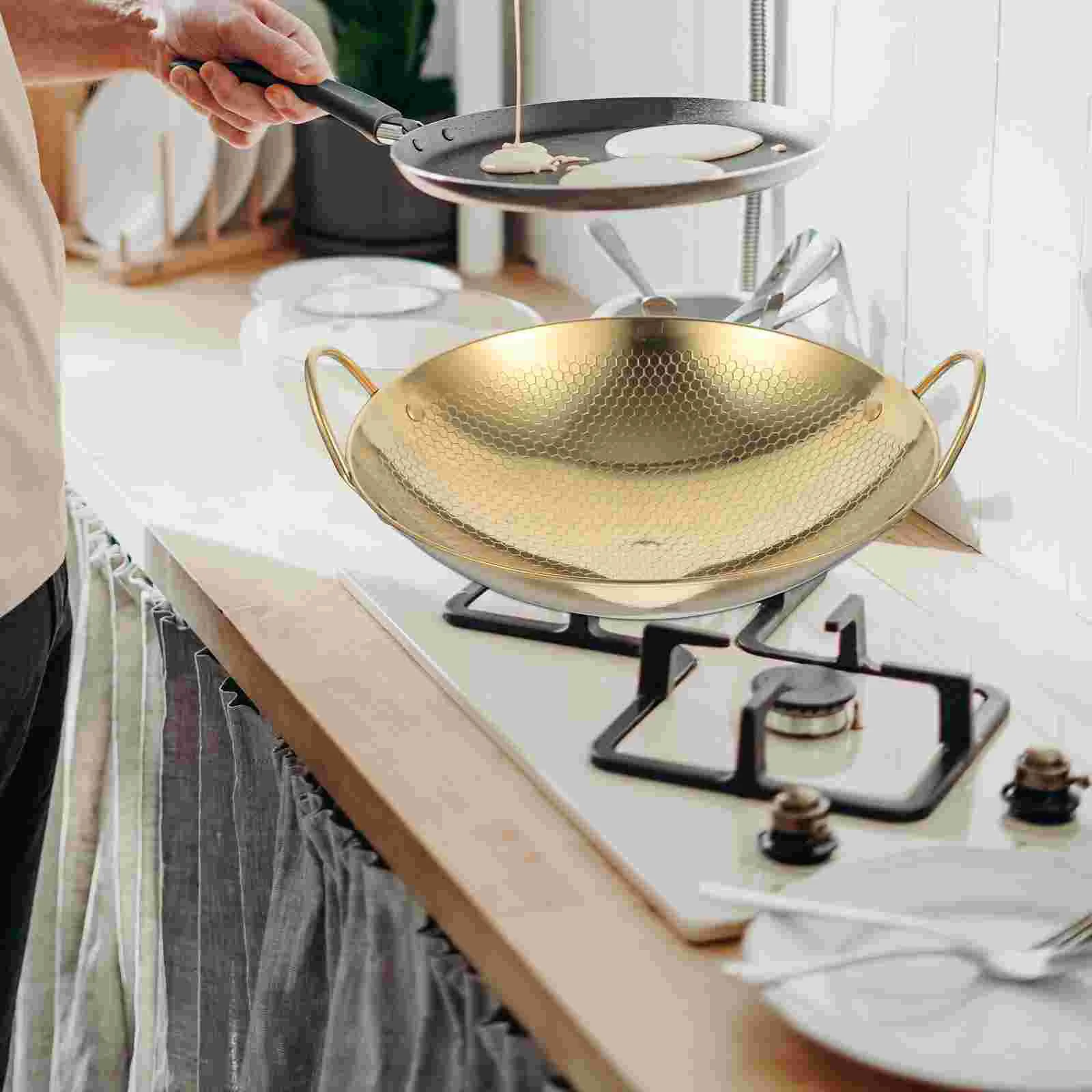 Household Kitchenware Pan Wok Griddle Metal Pans for Cooking Stainless Steel Pot Chinese Style Small Hot Pots