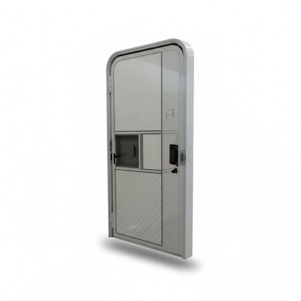 RV Caravan Door, Aluminum Alloy 622x1822mm, Motorhome Entry Door with Toughened Glass, RV Security Door, Aluminum Camper Door