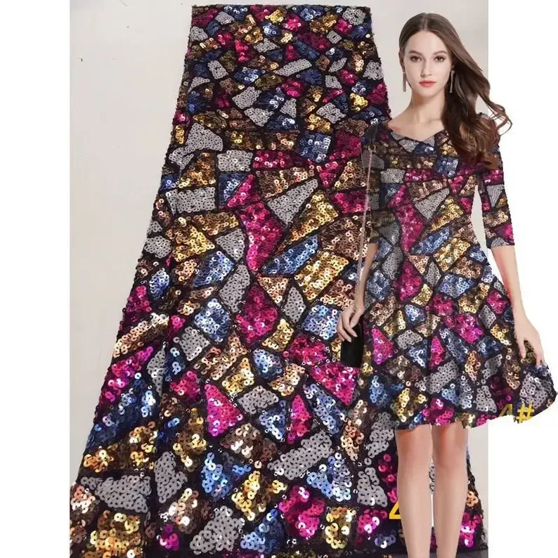 

2 yard Colorful Sequin lace fabric alice alencon embroidery fabric For Girl Dress Tutu Dress Wedding Dress Bridal Veil