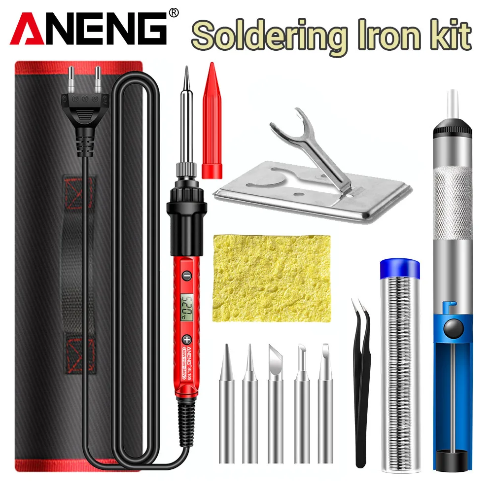 

ANENG Electric Soldering Iron SL105 Digital Display Adjustable Temperature SL104 Adjustment Knob US/EU Plug Welding Repair Tools