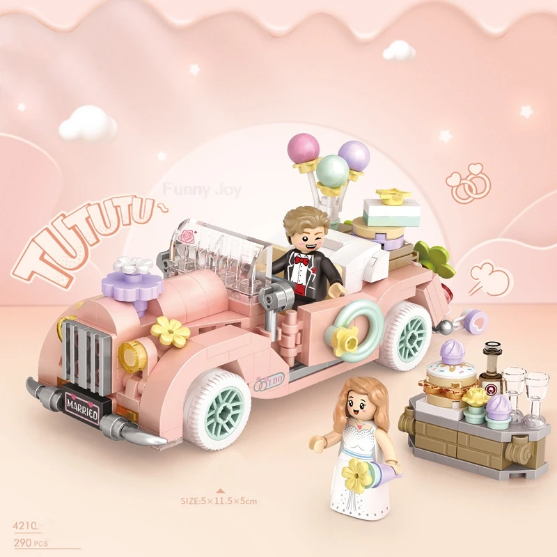 Nieuwe schattige huisdier-schommelwagen creatieve interessante voedsel-reis-campingwagen bouwstenen speelgoed kinderautomodel display kerstcadeau