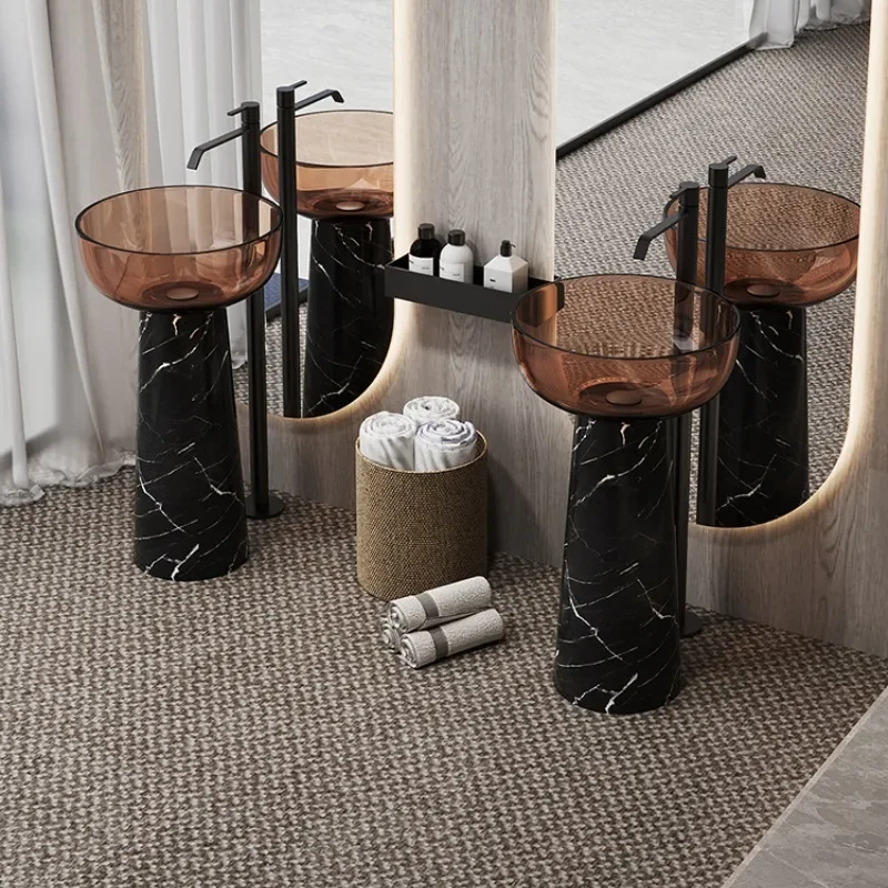 Travertine floor-to-ceiling column basin Under the counter basin Wash table Hotel Club Pool Hand wash basin