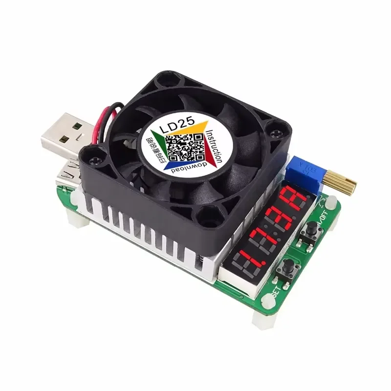 Electronic Load resistor USB Interface Discharge battery test LED display fan adjustable current voltage 25w For arduino