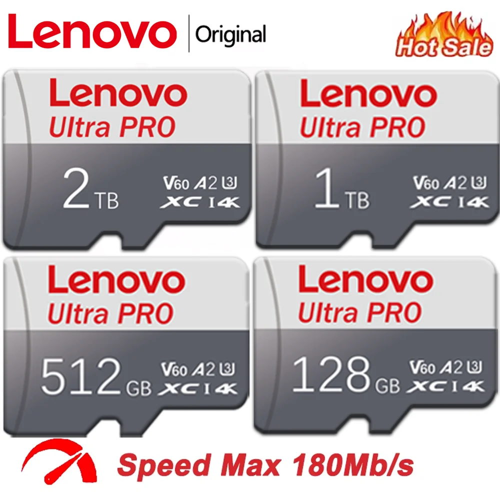 Карта памяти Lenovo 2 ТБ 1 ТБ Nano MicroSD, 512 ГБ, 128 ГБ, самый маленький в мире для скрытых камер/дронов — 100 МБ/с и водонепроницаемость