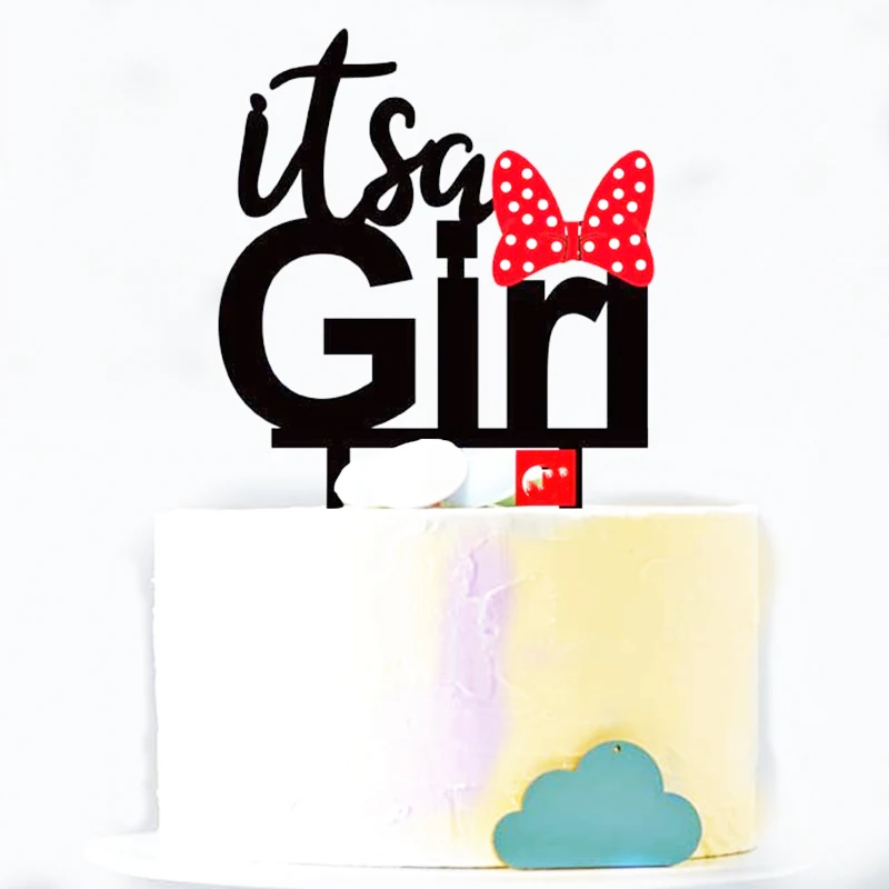 Ins Bow Acryl Happy Birthday Tortenaufsatz Schwarz Junge Mädchen Geburtstagstorten-Dekoration für Babyparty Kuchenbackzubehör Geschenk – Detail 2