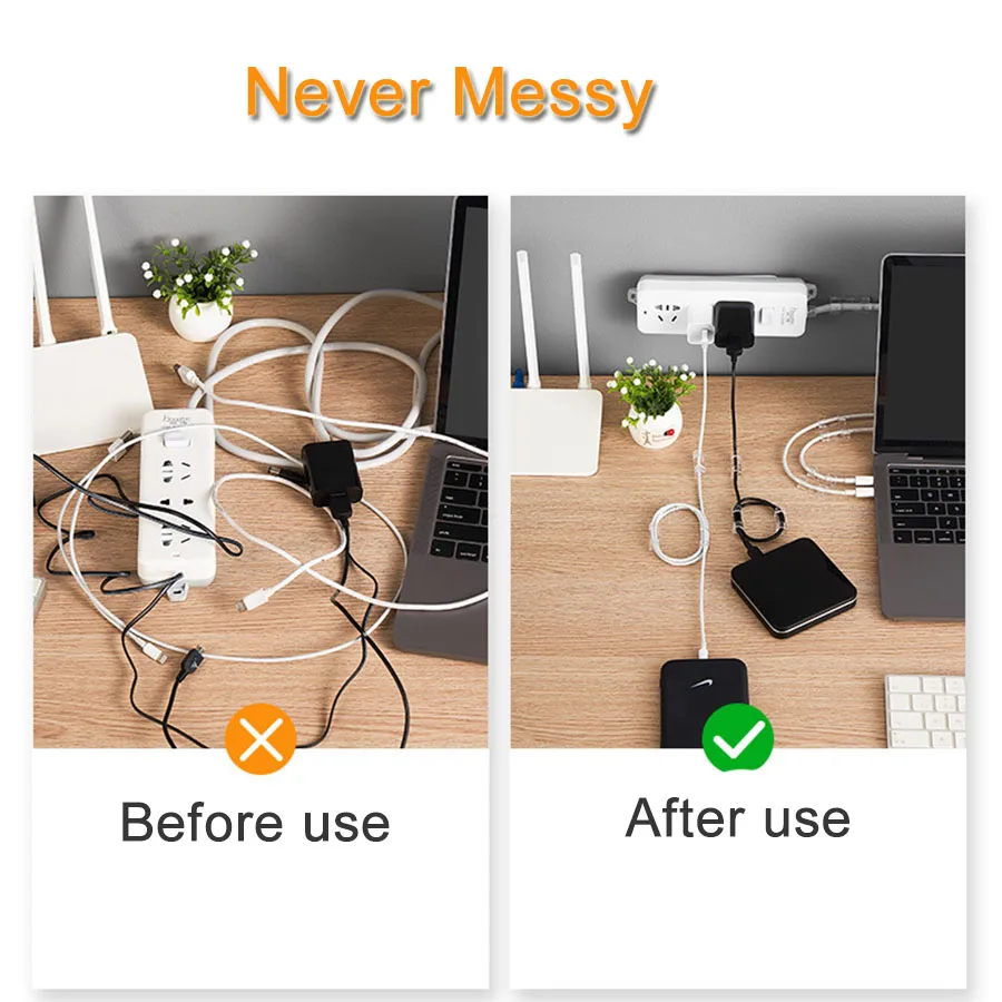 Picture 4: 20pcs USB Cable Organizer Clips ABS Wire Manager Cord Holder Earphone Mouse Cord Clip Protector  Adhesive Hooks Desk Clamp