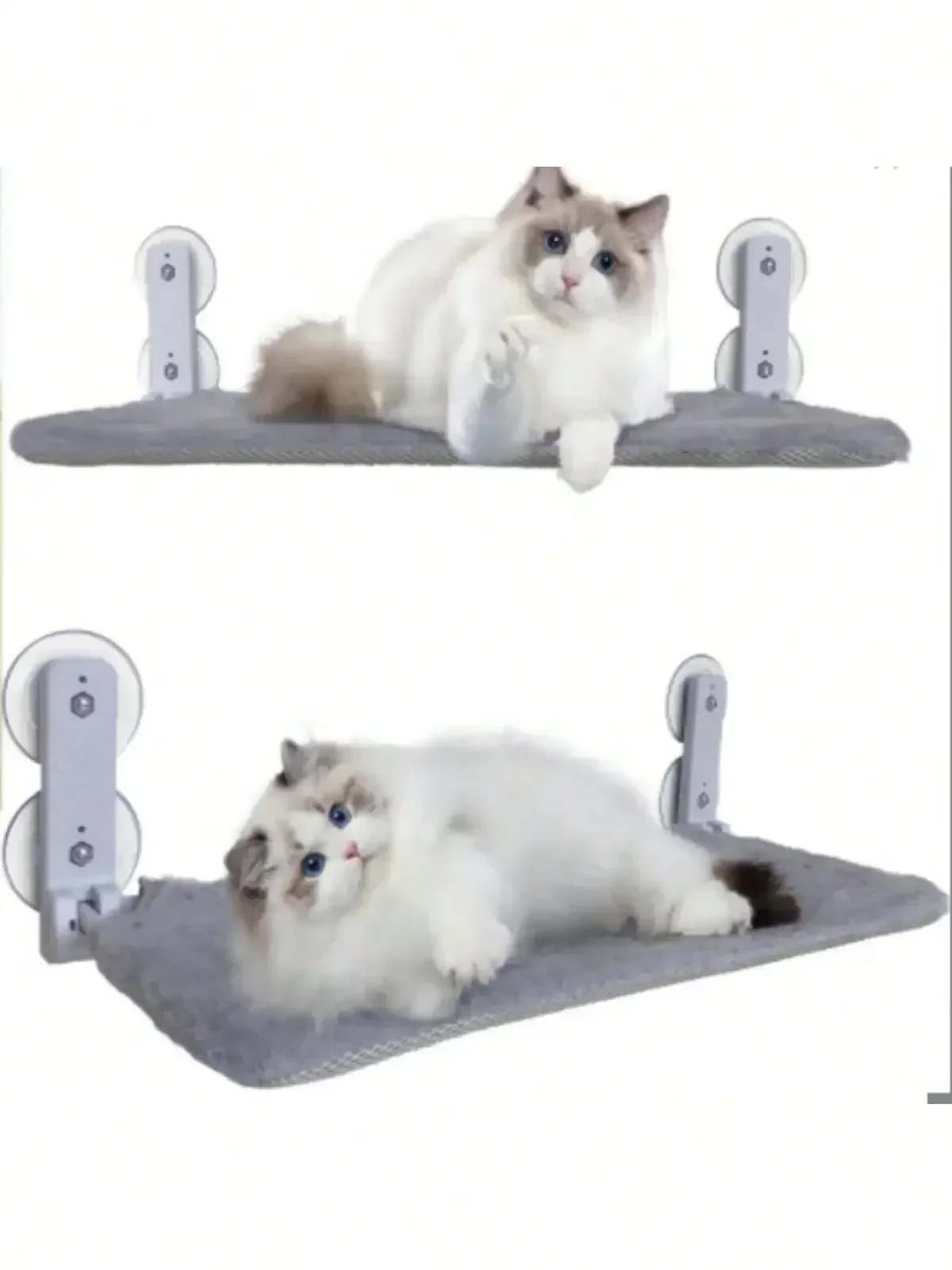 Cordless cat window pad, wall cat hammock with 4 strong suction cups, solid metal frame and reversible lid foldable cat bed