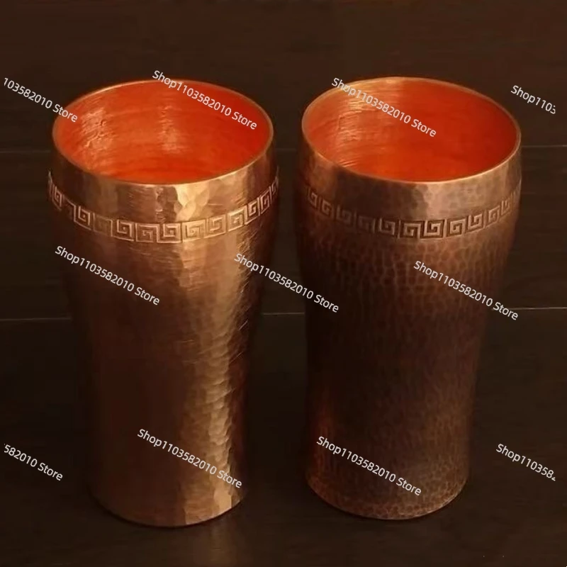 Pure Copper Coffee Cup,Handcrafted Engraving Hammer Texture 500 ml Milk Moscow Mule Tumbler Beer Mug,Vintage Tea Water Tableware