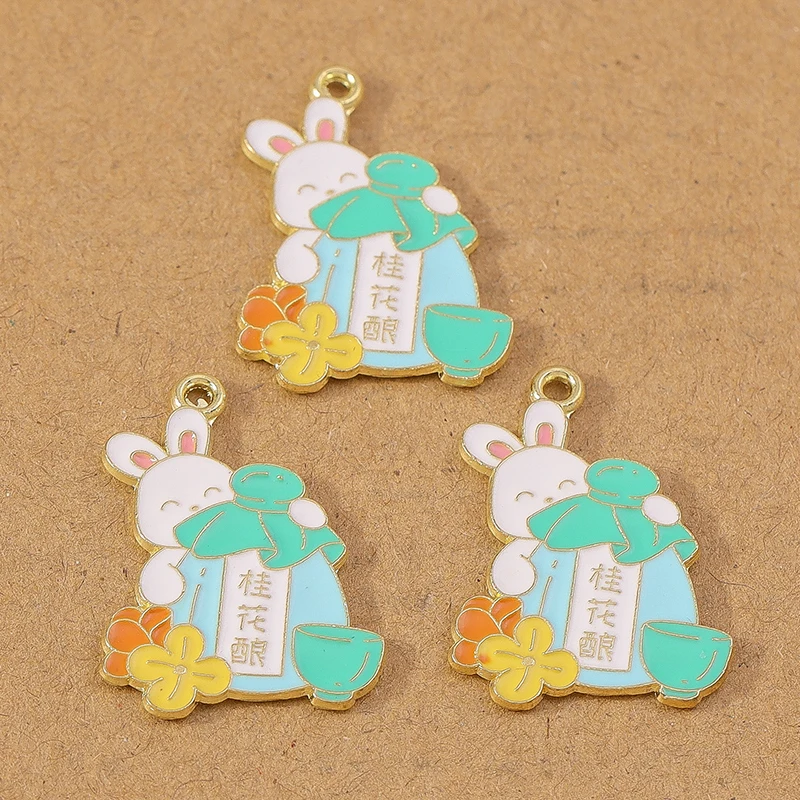 10 stücke niedlichen Emaille Tier Hase Kaninchen Charms Anhänger für Schmuck Herstellung Ohrringe Armband Halskette DIY Zubehör liefert – Detail 15