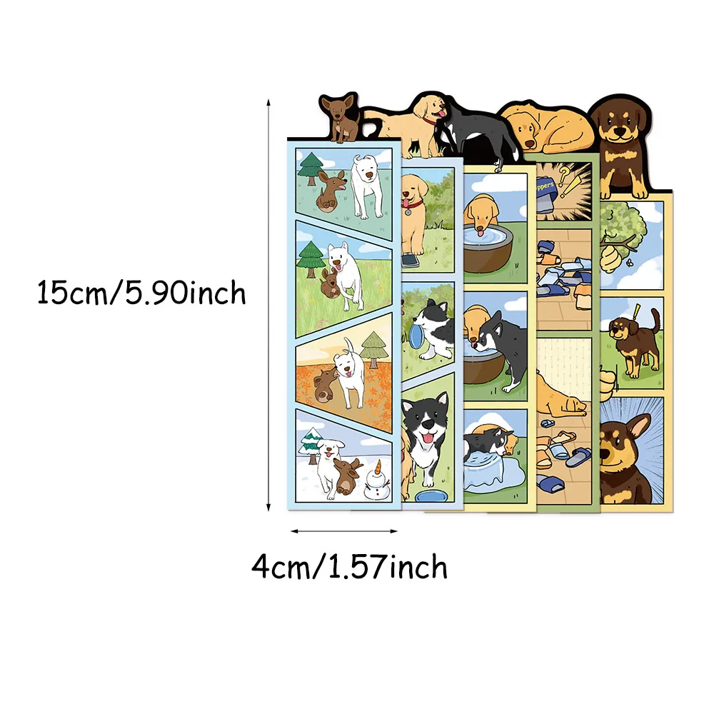 30PCS Cartoon Dog World Bookmark Cards Reading Laptop Luggage Waterproof Graduation Student Graffiti Stationery Page Bookmarks