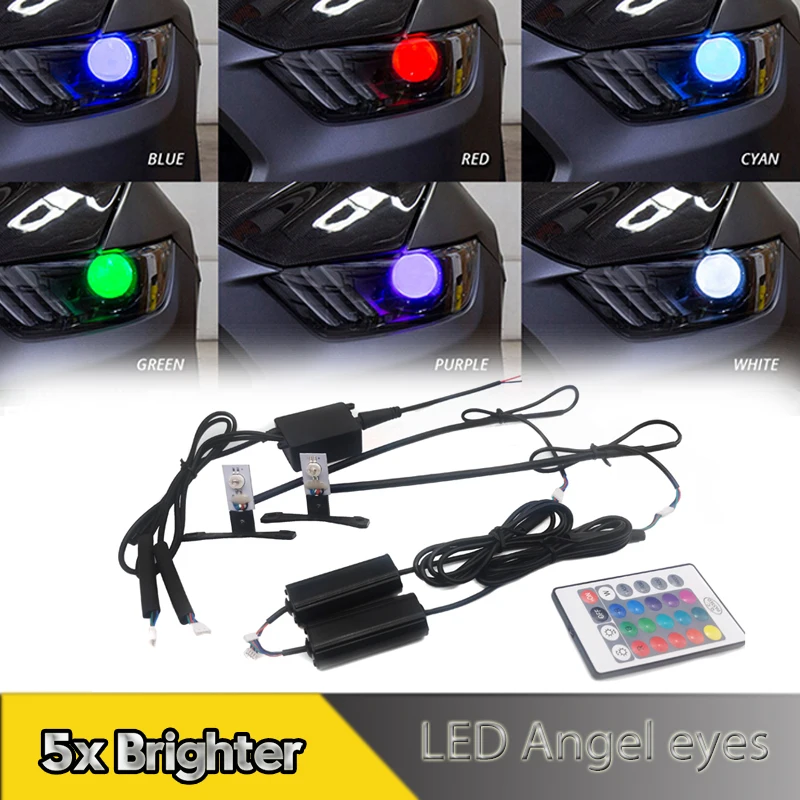 

Multicolor Led Devil Eyes Demon Evil Eyes DRL LED Bluetooth Wireless Remote RGB Headlights Motorcycle Projector Car Accessories