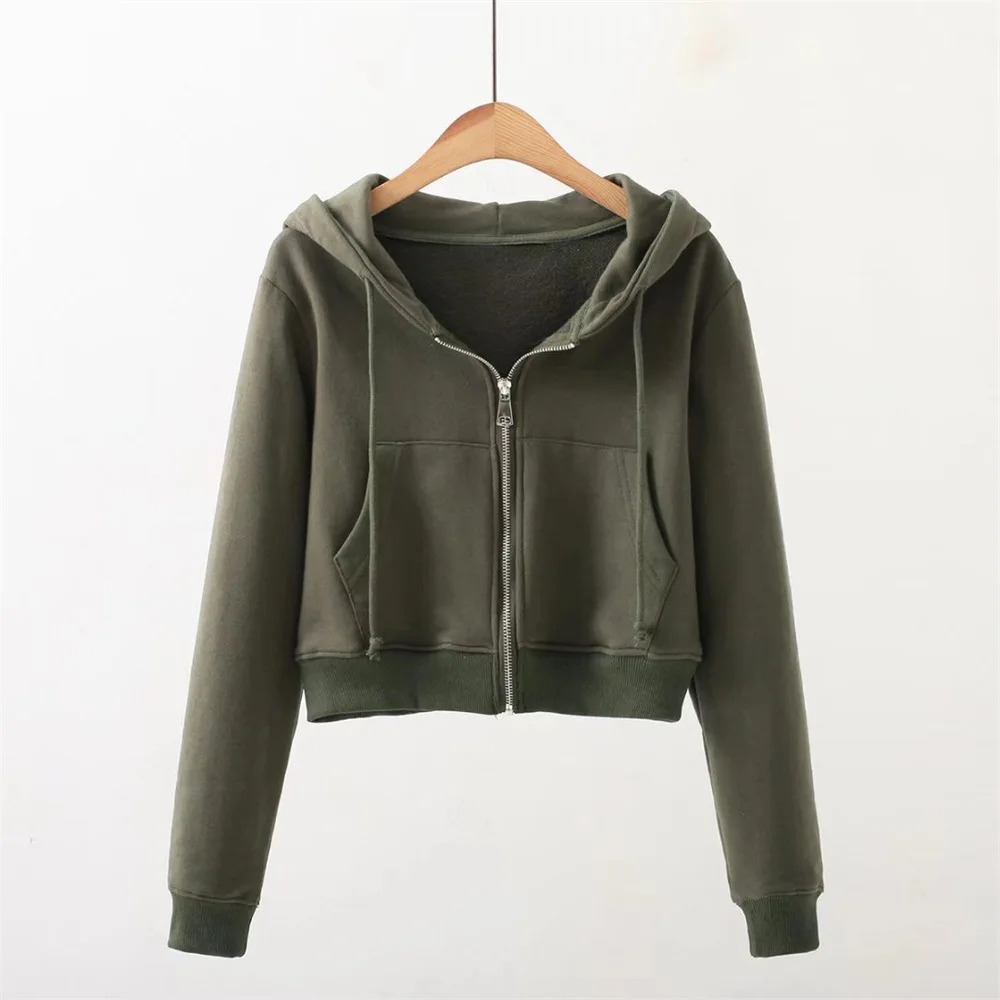 Black Hoodies Jackets for Women Vintage Long Sleeve Turn  Collar Coats autumn 2023 New Korean Casual Jacket