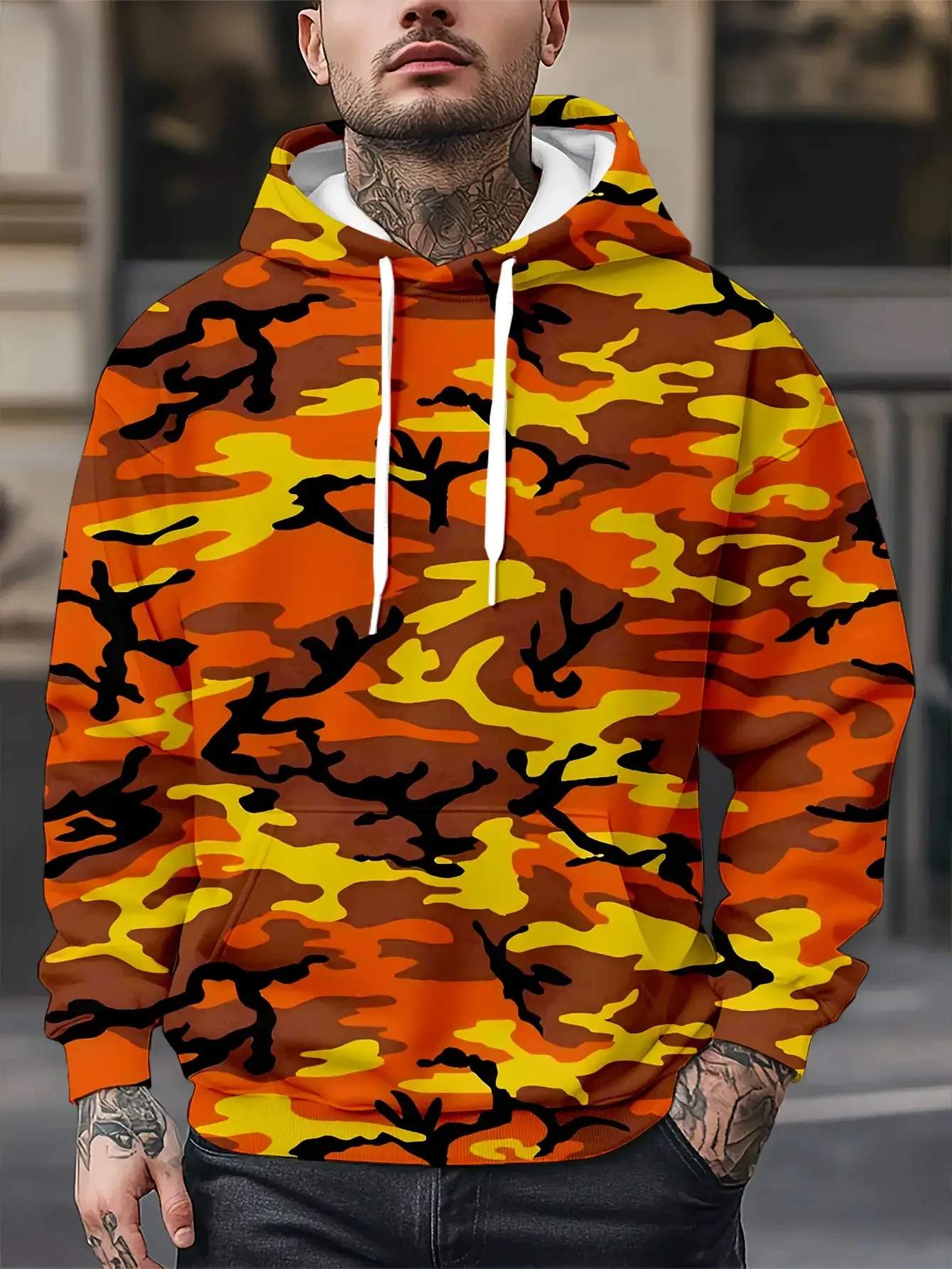 الرجال التمويه طباعة مقنعين البلوز فضفاض كامو سترة ملابس خارجية للصيد والاستخدام غير الرسمي ملابس رجالية البلوز القمم #2