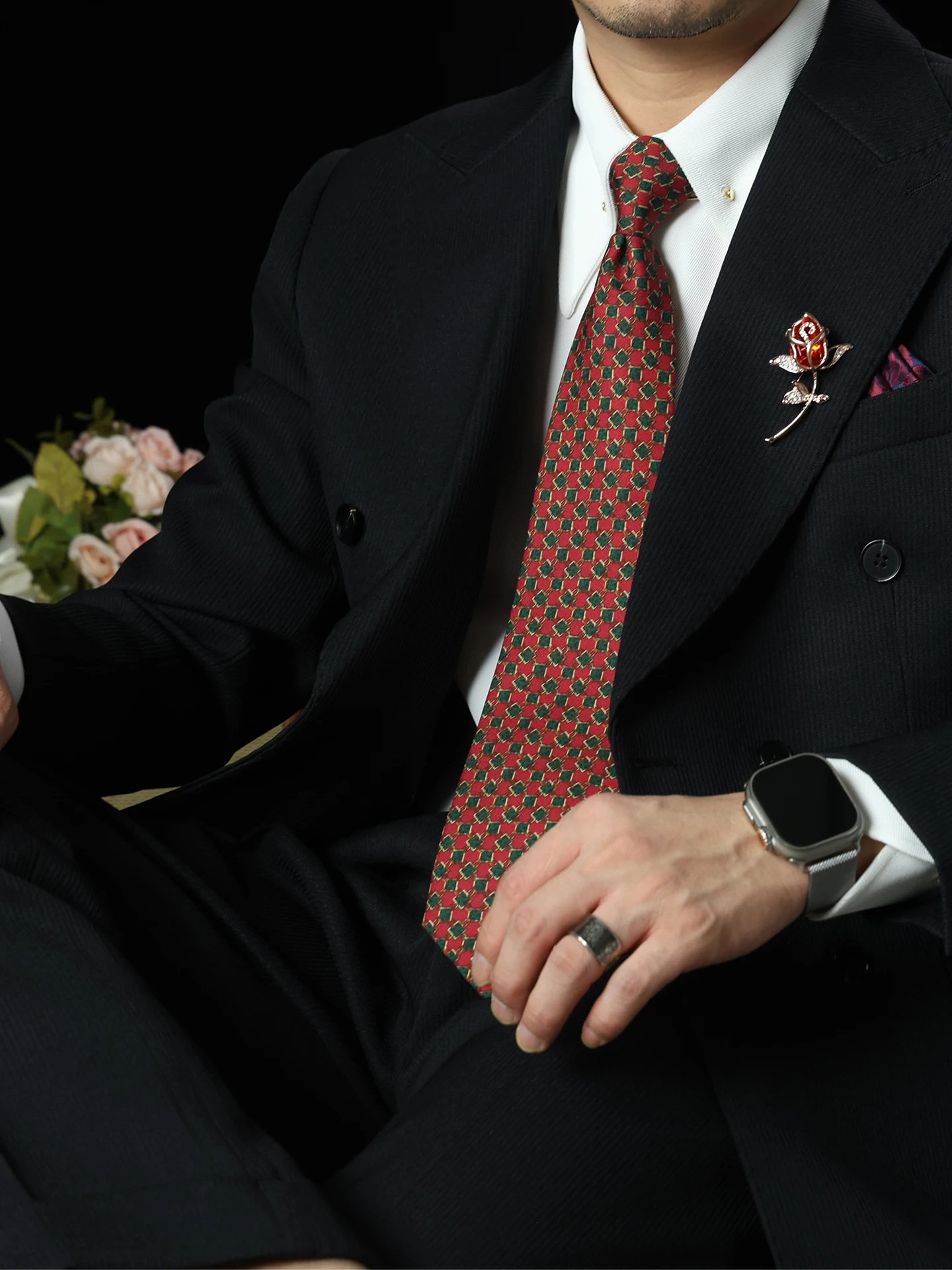 手作りの幅広0cmシルクネクタイ-メンズ-ヴィンテージスタイル-ビジネス-結婚式-チェック柄-ベストマン-花婿の付添人-結婚祝い