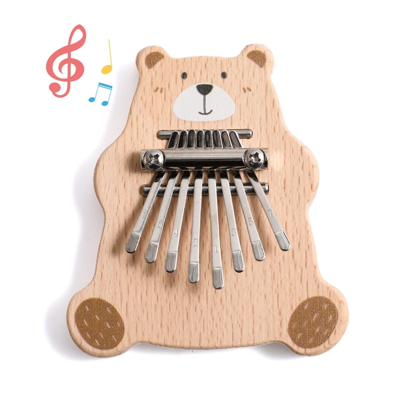 Baby Montessori Toys Cartoon Bear Thumb Piano 8Key Mini Kalimba Exquisite Finger Piano Portable Marimba Musical Pendant Toy Gift