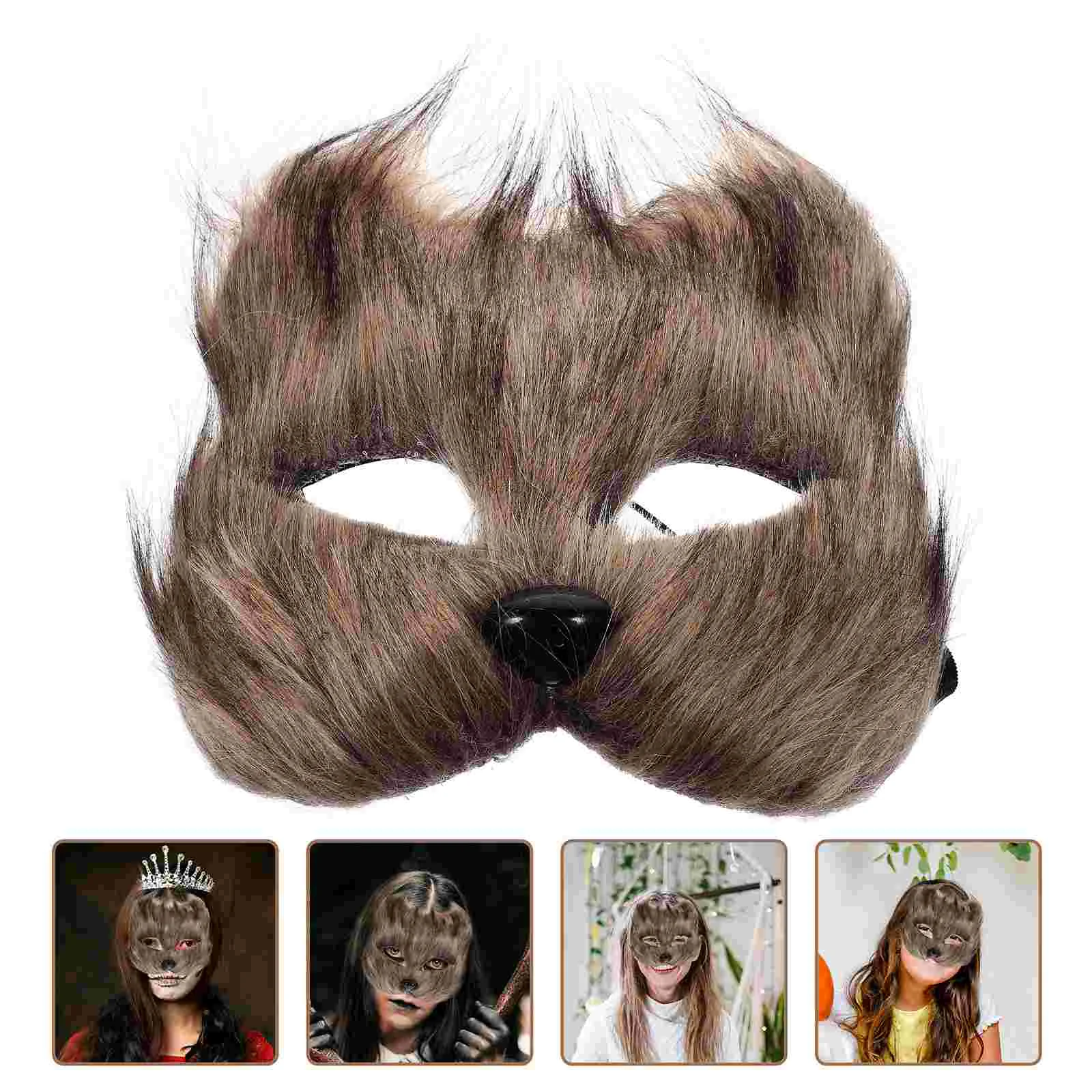 Mask for Halloween Plush Cat Half Face Costume Plastic Carnival Photo Booth Props