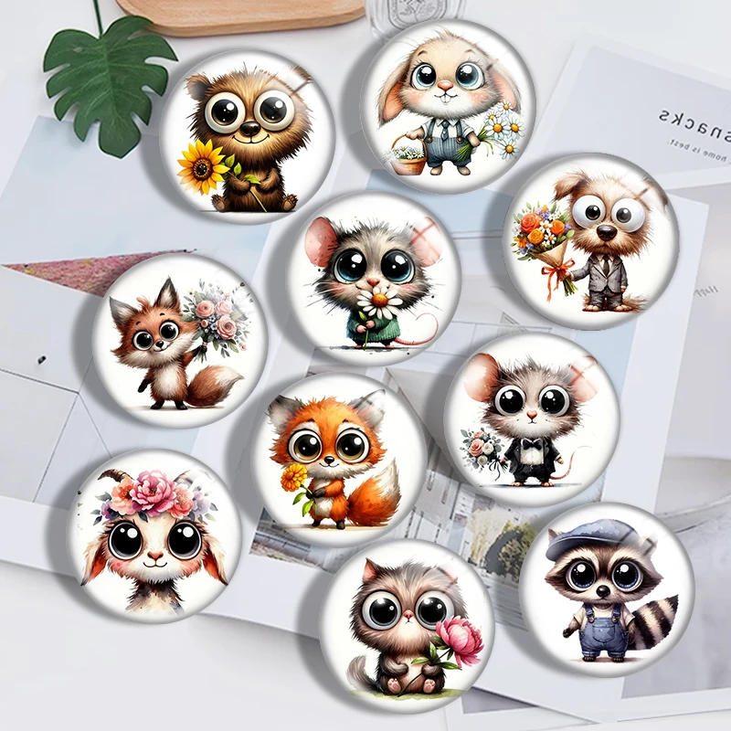 

Акварель, очаровательные животные с цветком, 12 мм, 14 мм/18 мм/20 мм/25 мм/30 мм, круглый фотостекло, кабошон, демо, плоская задняя часть, выводы