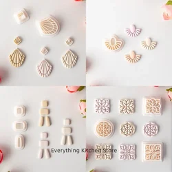 Bohemian Style Exotic Clay Molds Fan/Hat/Figure Shaped Clay Cutters Embossed Molds for Handmade Earrings Jewelry Making