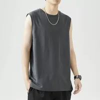 Simple Solid Color Men's Tank Top Fashion Breathable Sleeveless Shirt Summer Run Fitness Vest Gym T-shirt Man