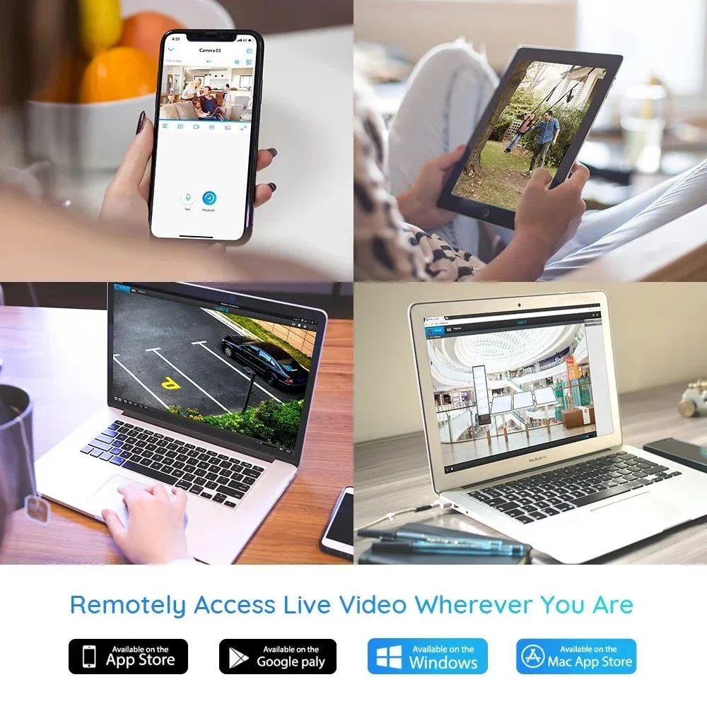 エンスター 4K 8チャンネル 8MP 赤青ライトアラーム付き 屋外用PoE NVRキット CCTV IPカメラ 監視セキュリティカメラシステム