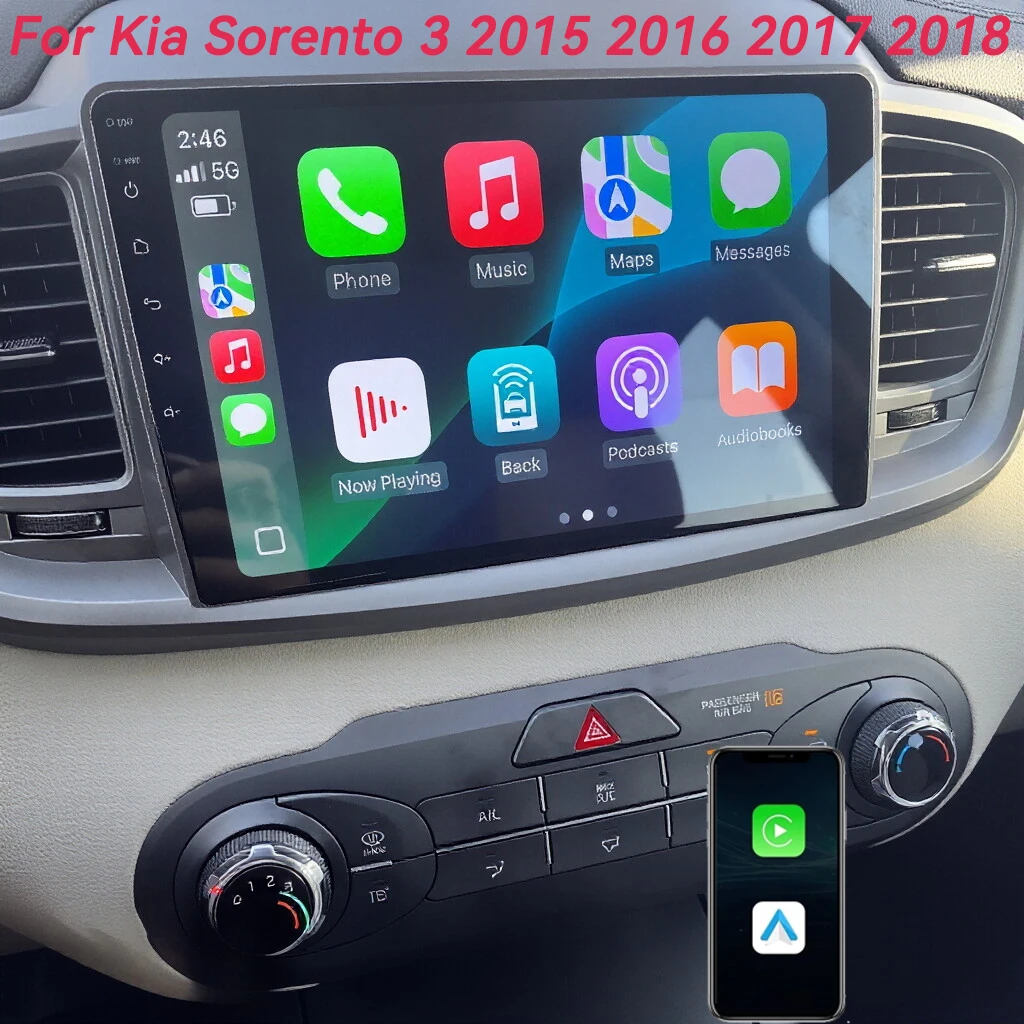 Android 16 Carplay Auto Car Radio For Kia Sorento 3 2015 2016 2017 2018 GPS Navigation Multimedia Video Player Stereo Head Unit