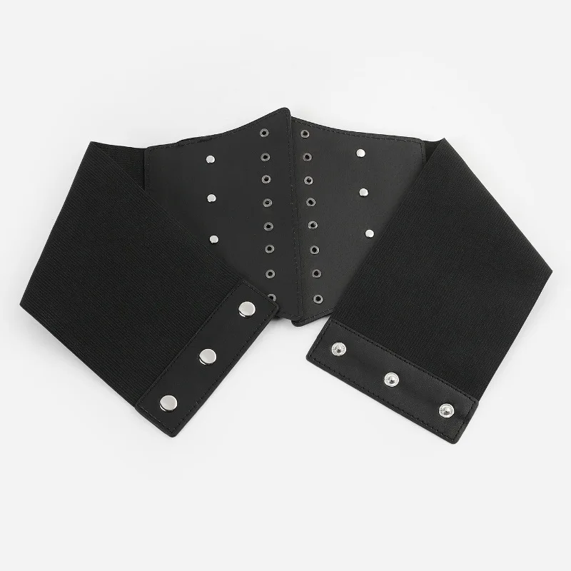 Women Punk Five-pointed Star Rivet Wide Elastic Waistband Gothic Corset Decor Belt Casual Streetwear Outfit Waist Accessory For Club Daily Wear view 4