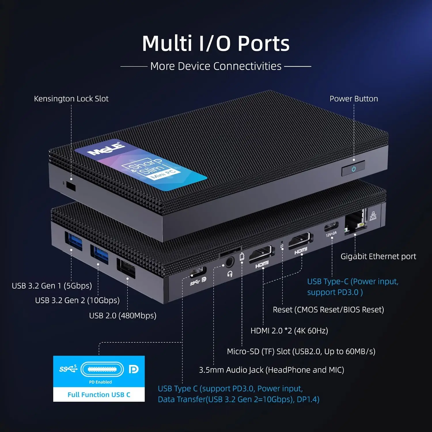 MeLE N100 Mini PC 12th Alder-Lake 16GB 512GB Micro Computer HDMI USB-C DisplayPort 1.4 WiFi5 BT5.1 Quieter 4C