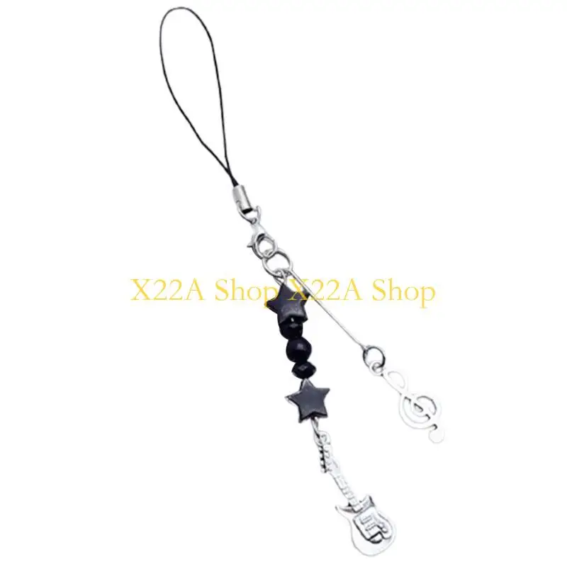 Unique Sweet Cool Earphone Notes Star Guitar Charm Pendant Phone Straps Pocket Keychain Strap Hanging Decoration for Bag Purse