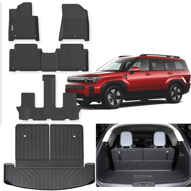 US Floor Liners & Large Cargo Liners for 2024 Hyundai Santa FE Hybrid (Non Pure Gasoline Version),TPE All Weather Protection