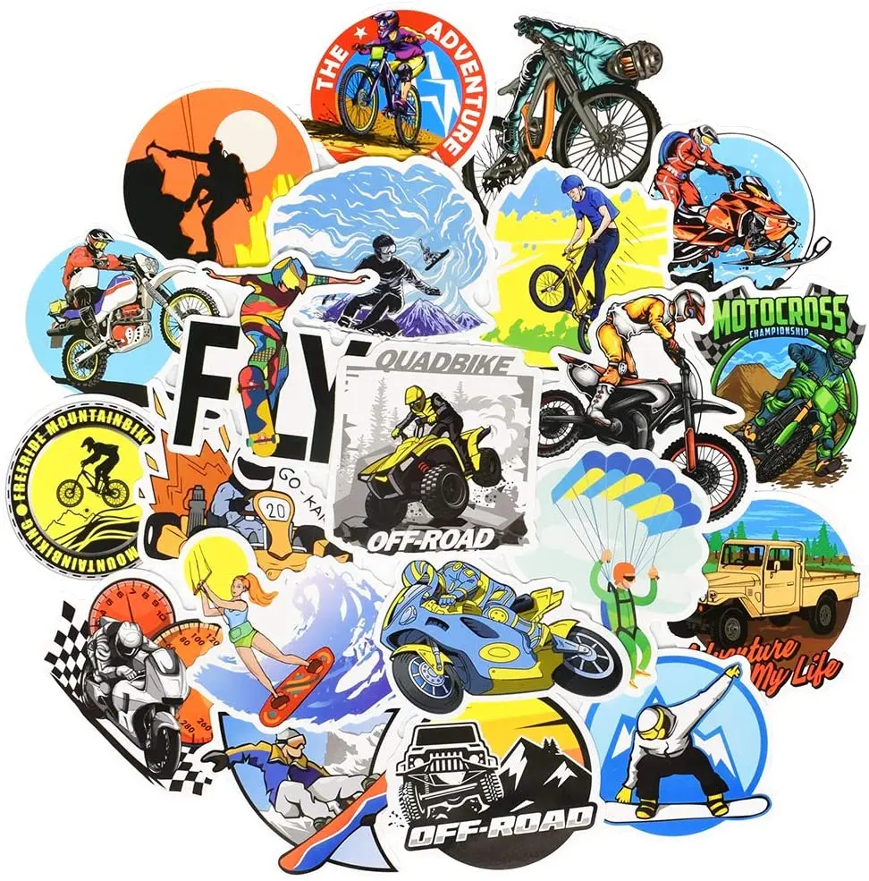 

Extreme Sports Stickers 50PCS Ski Surf Skydiving Adventure Sport Vinyl Stickers Decals for Laptops Notebook Skateboard Bike Car