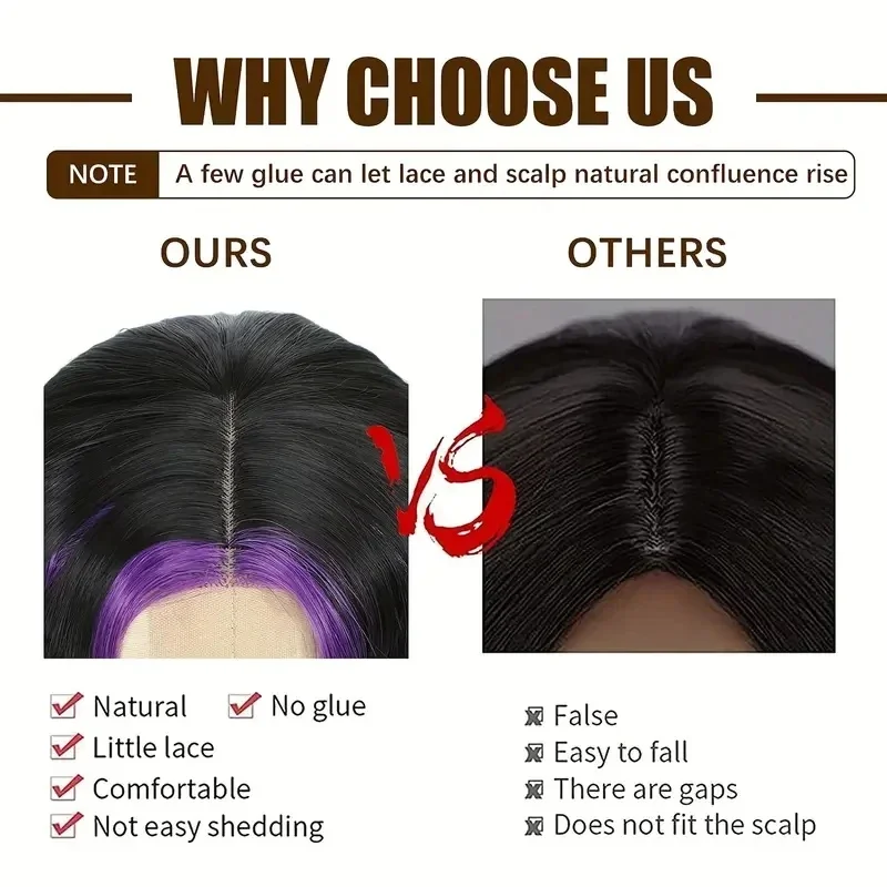 Deep Wave Wig 28 Inches Synthetic Curly Wig For Women Long Deep Wave Wig  With Purple Highlights Natural Crimps Curls