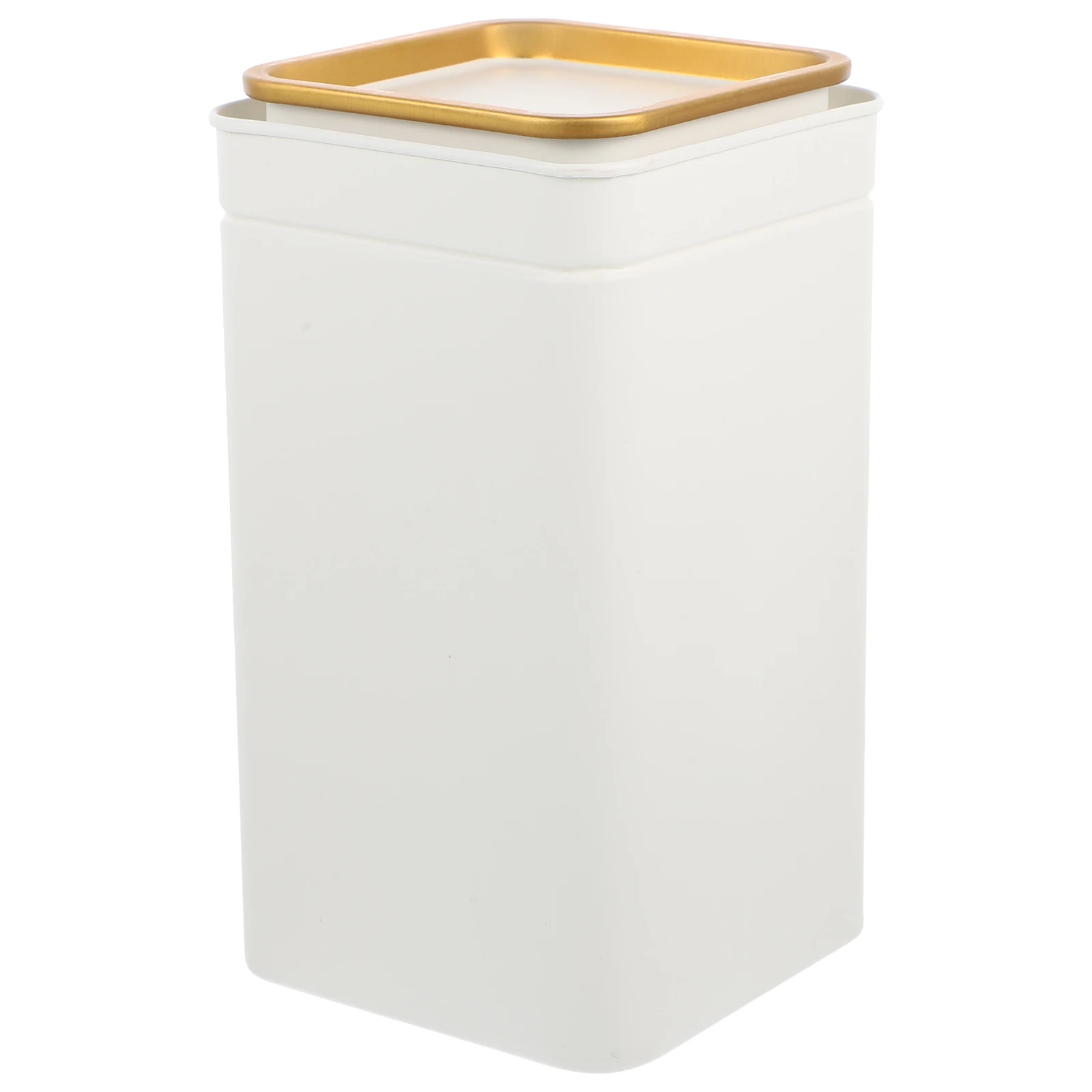 

1pc Iron Can Packaging Box Airtight Food Storage Container Tinplate Canisters White Lid Home Use Compact Practical Tea