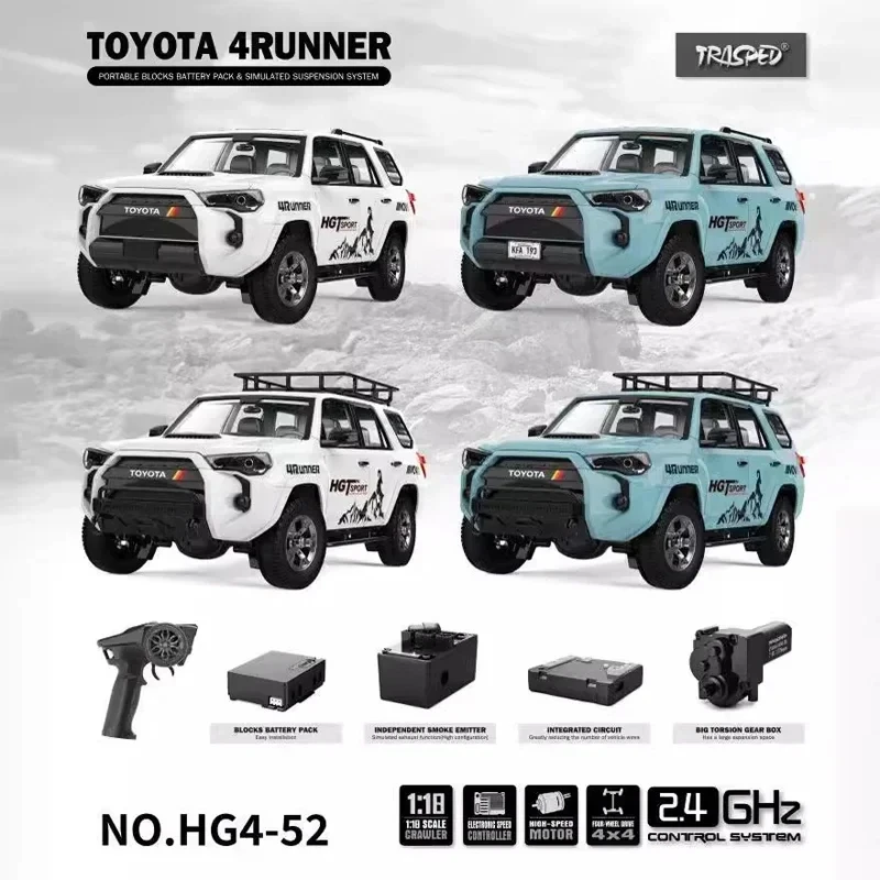 HG 1/18 Super OVERLORD High Simulation Exquisite Electric Decorative Parts Light Smoke 4wd Rc Remote Control Car Boys Toy