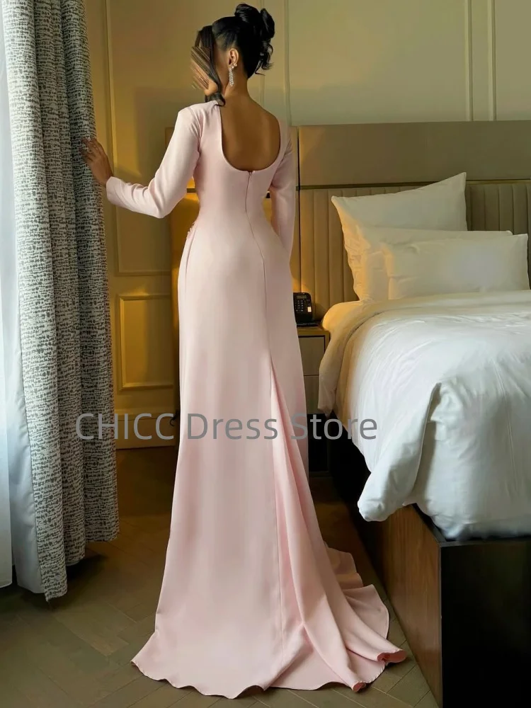 Elegante Avondjurken O-hals Lange Mouw Zeemeermin Galajurk Dames Bruiloftsgast Feestjurken Aangepast فسات Cosa •Мة