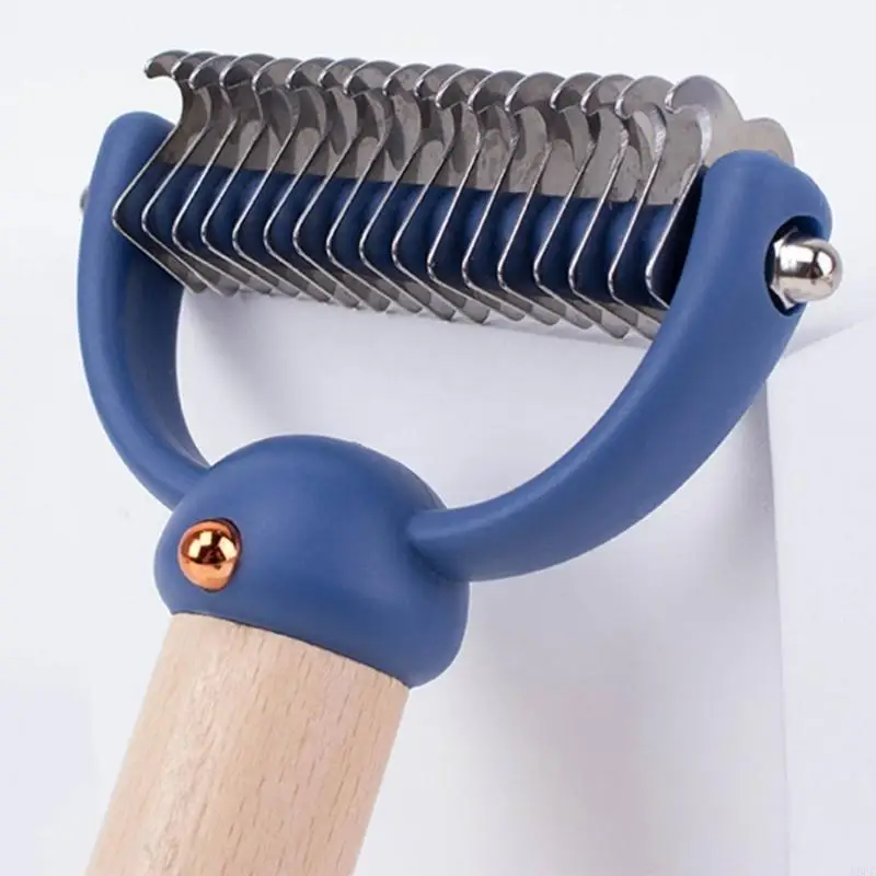 68UC Undercoat Rake Grooming Brush for Pains Shedding Double Sided Steel Teeth