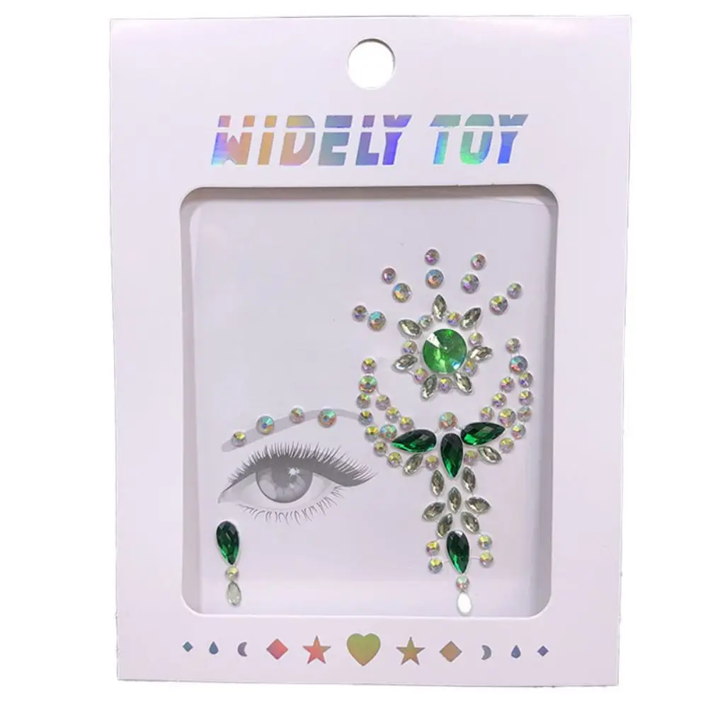Waterproof 3D Rhinestones Sticker Glue Free Fake Tattoo Crystal Facials Sticker Colorful Disposable Temporary Tattoo Sticker
