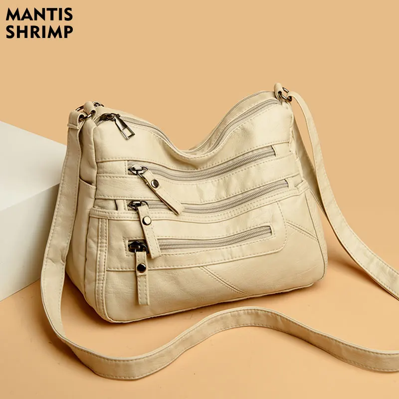 

Women Bags Soft PU Leather Shoulder Bags Multiple Pockets Messenger Designer All Match Hobos for Woman Large Capacity Handbag