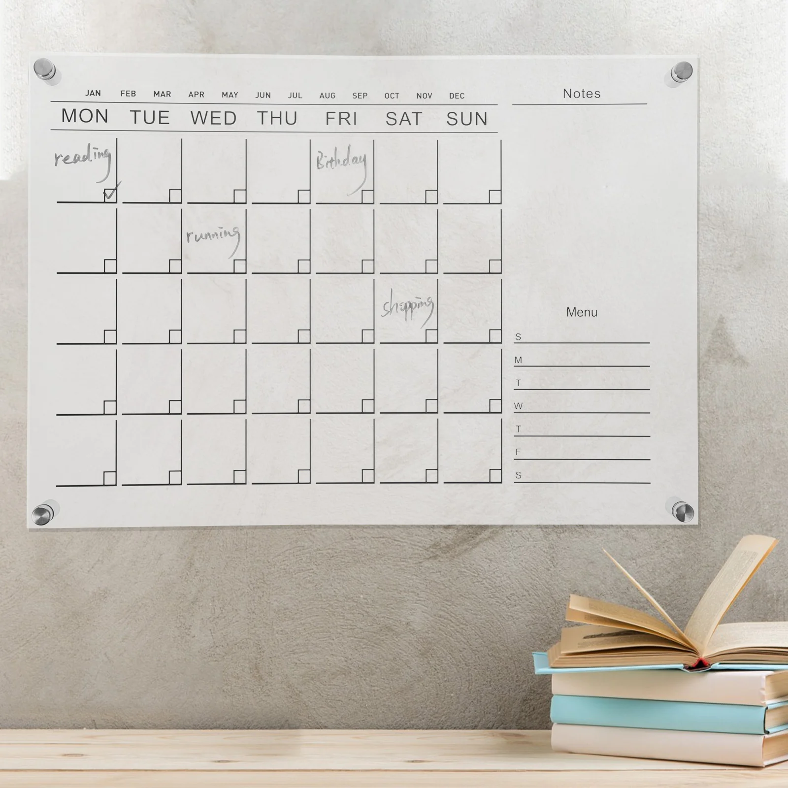 Acrylic Calendar Weekly Planner Board Desk Calendars Acrylic Dry Erase Note Wall Hanging White Travel