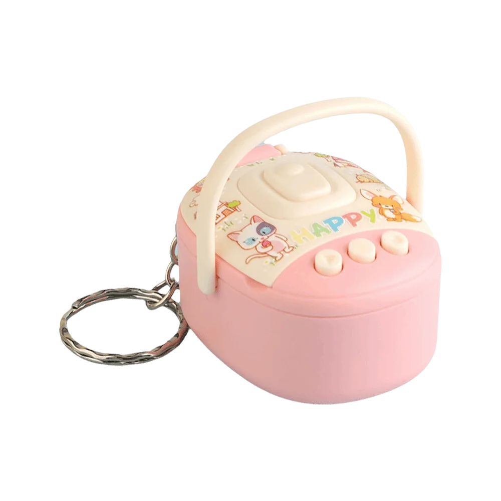 Multicolor Simulated Rice Cooker Keychain Sound Recording Mini Size Keyring Pendant Cartoon Animal Easy Operate Bag Pendant