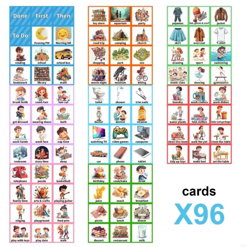 แผนภูมิกำหนดการรายวันสำหรับเด็ก 4X7C แผนภูมิกำหนดการแบบภาพกระเป๋า 18+1 แผนภูมิตารางเวลาแบบภาพ