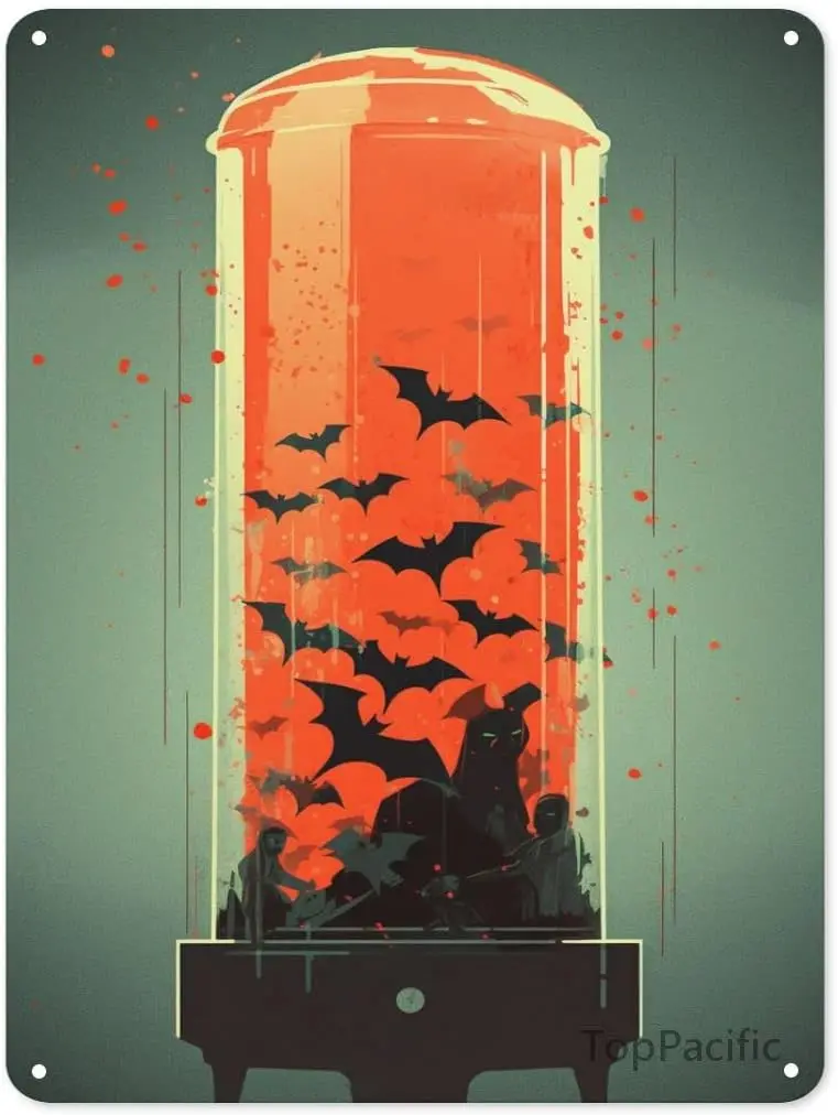 12x8IN Retro Tin Sign Bats Stuck in a Lava Lamp Unique Wall Decor for Living Room, Bedroom, and Art Studio